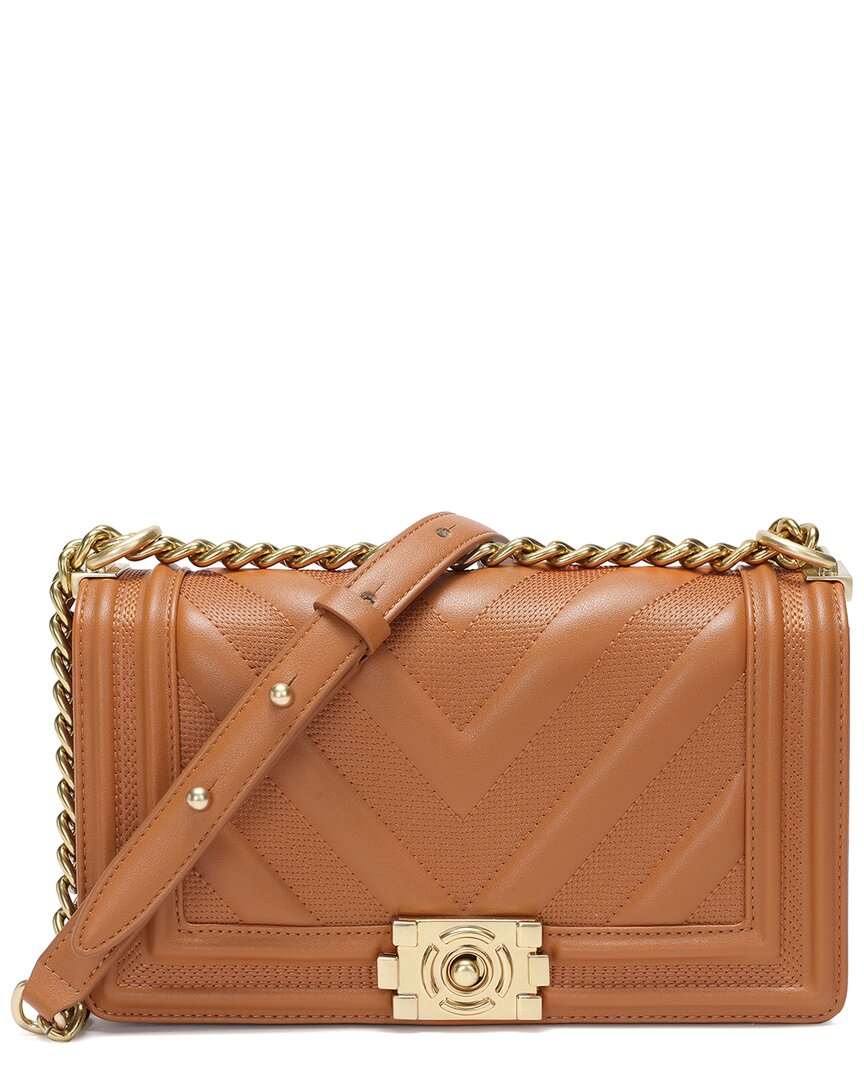 Tiffany & Fred Paris Quilted Leather Messenger Bag Caramel ONE SIZE