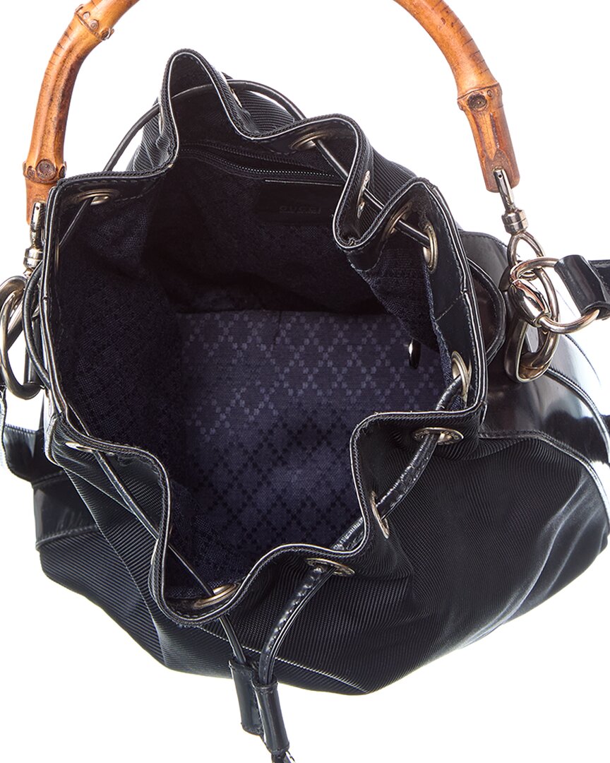 Gucci Black Not Selected Nylon Bamboo Two-Way Bucket Bag (Authentic  )