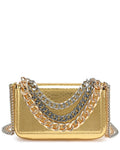 Tiffany & Fred Paris Chain Leather Messenger Bag Gold ONE SIZE