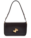 Patou Le Lock Leather Shoulder Bag Black ONE SIZE