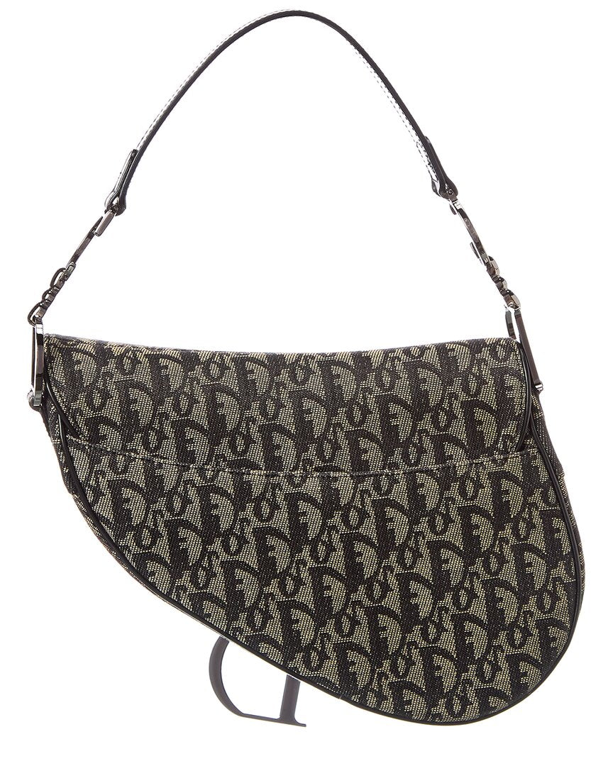 Dior Black Canvas Oblique Saddle Bag (Authentic  )