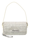 Self-Portrait Crystal Leather Baguette Bag White ONE SIZE