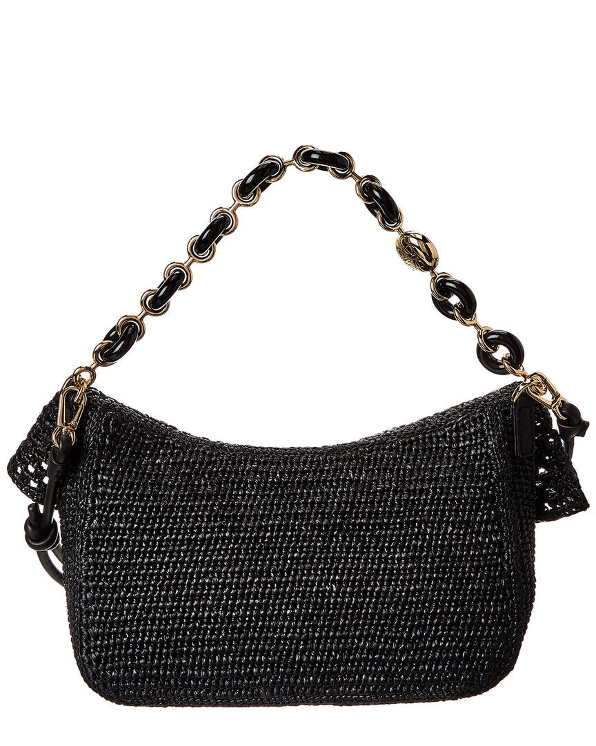 Loewe Ola Medium Raffia & Leather Shoulder Bag