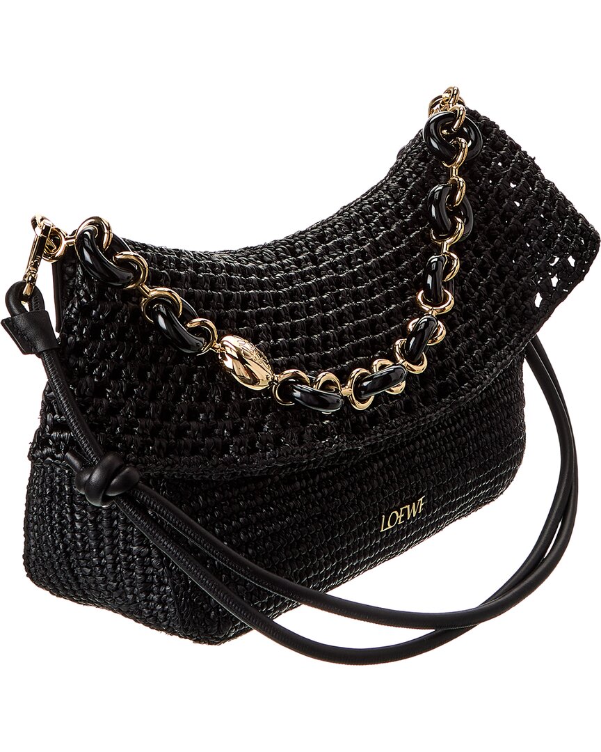 Loewe Ola Medium Raffia & Leather Shoulder Bag