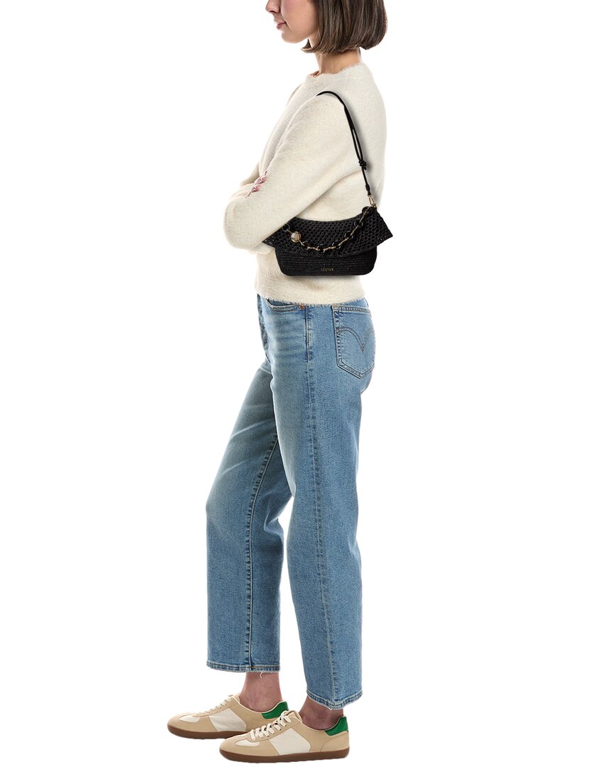 Loewe Ola Medium Raffia & Leather Shoulder Bag