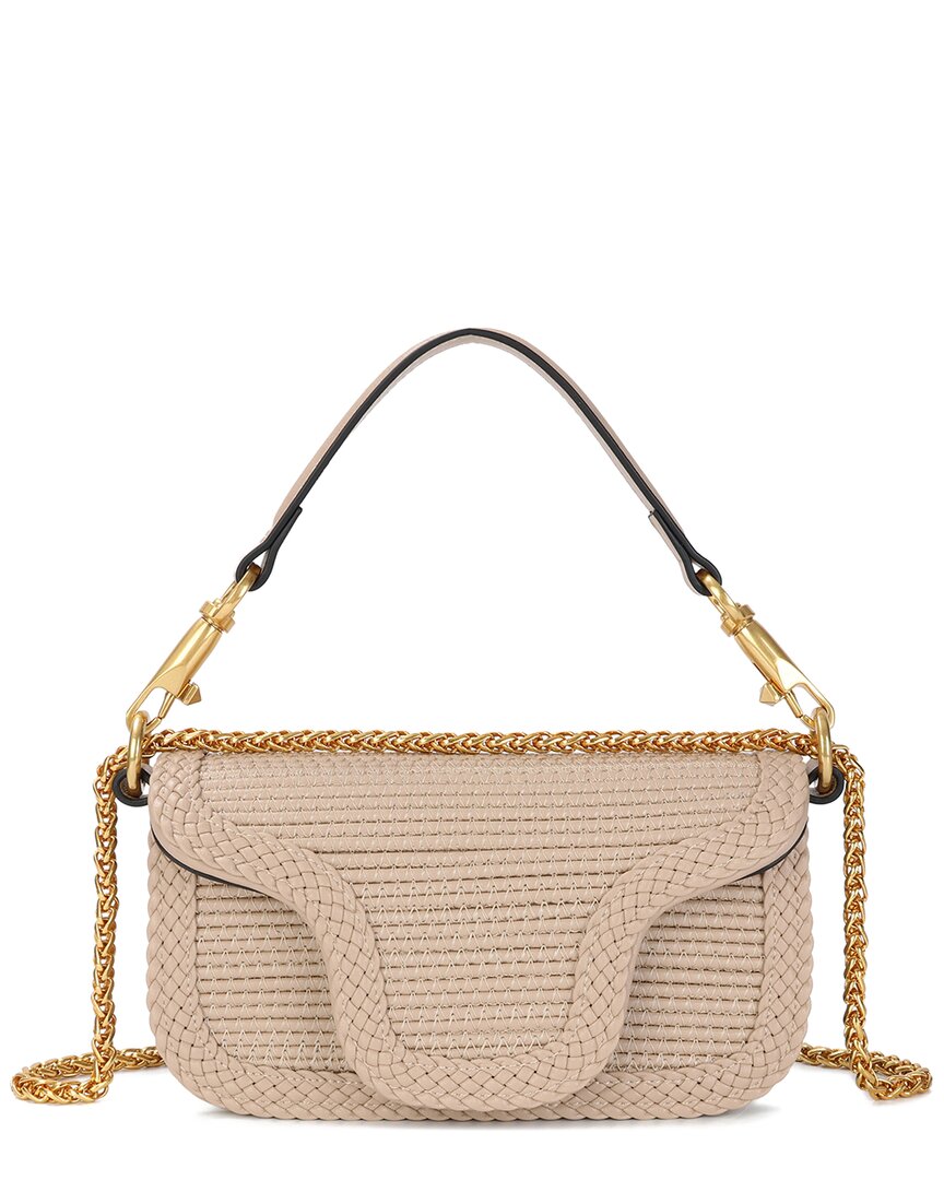 Tiffany & Fred Paris Elegant Braided Leather Crossbody Apricot ONE SIZE