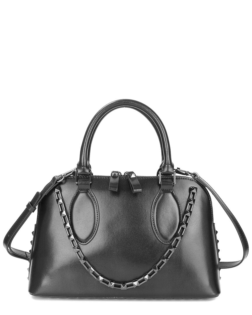 Tiffany & Fred Paris Studded Detail Structured Leather Satchel Black ONE SIZE
