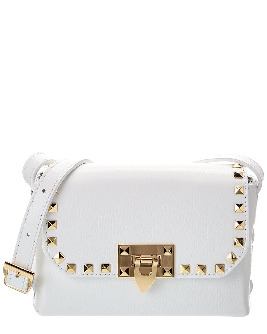 Persaman New York Womens  Alessia Studded Leather Crossbody, White