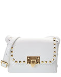 Persaman New York Womens  Alessia Studded Leather Crossbody, White