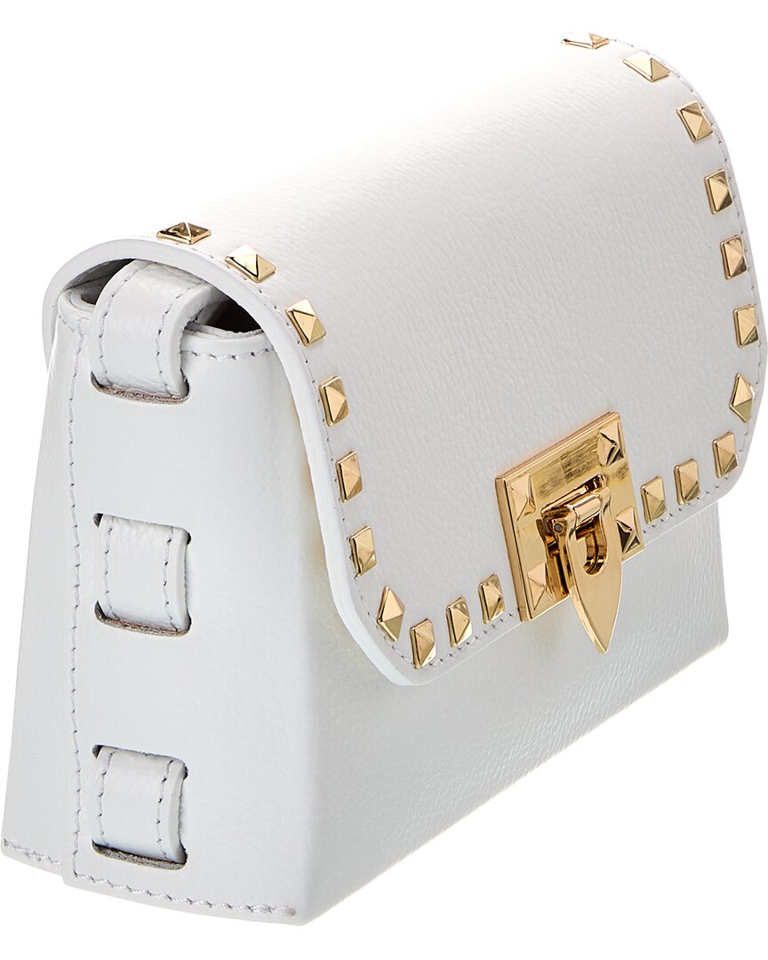 Persaman New York Womens  Alessia Studded Leather Crossbody, White