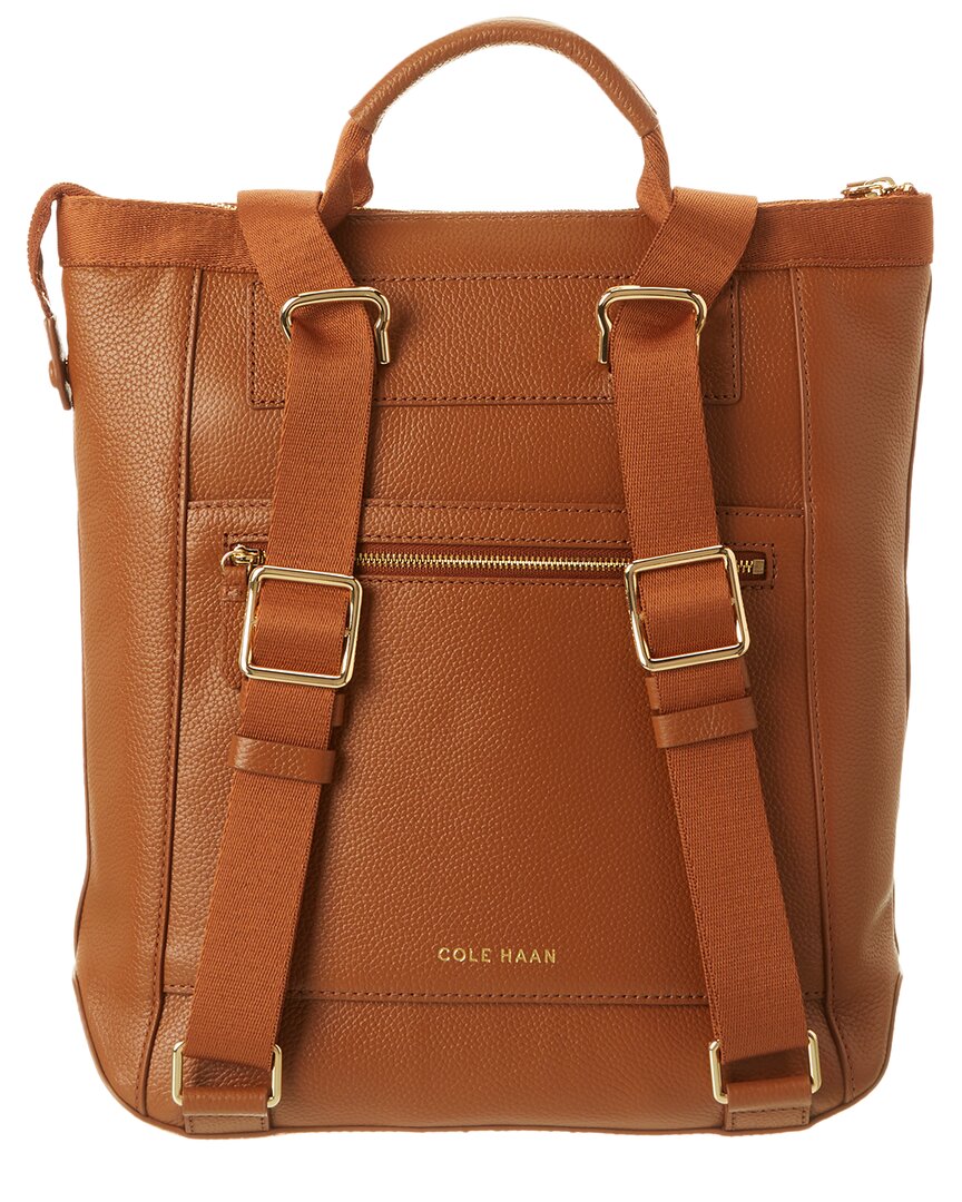 Cole Haan Grand Ambition Convertible Solid Leather Backpack, Brown