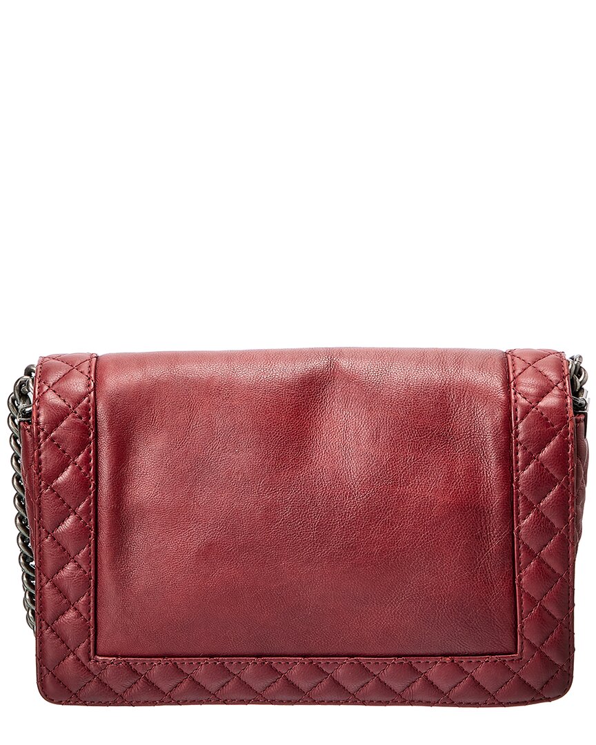 Chanel Brick Red Leather Medium Boy Reverso (Authentic  )