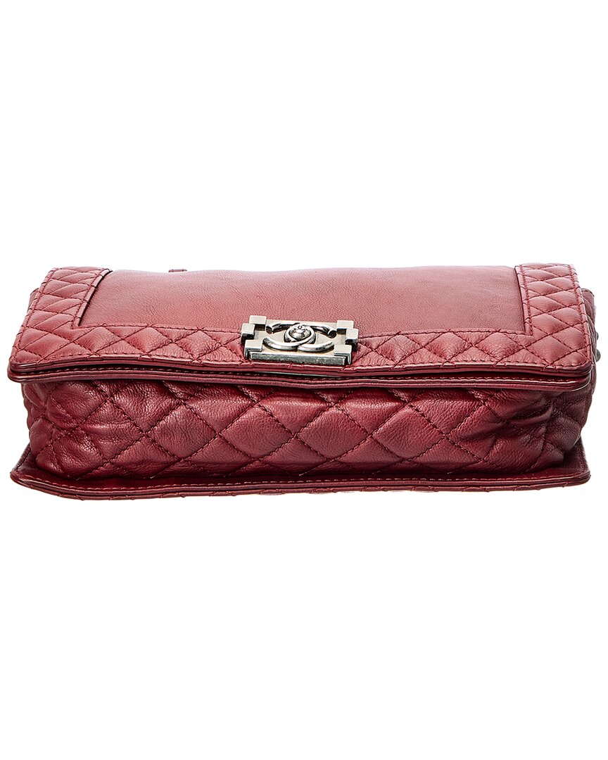 Chanel Brick Red Leather Medium Boy Reverso (Authentic  )