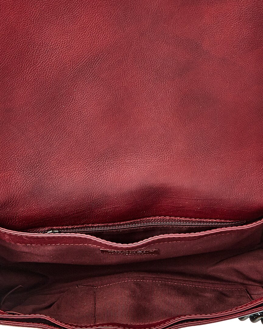 Chanel Brick Red Leather Medium Boy Reverso (Authentic  )