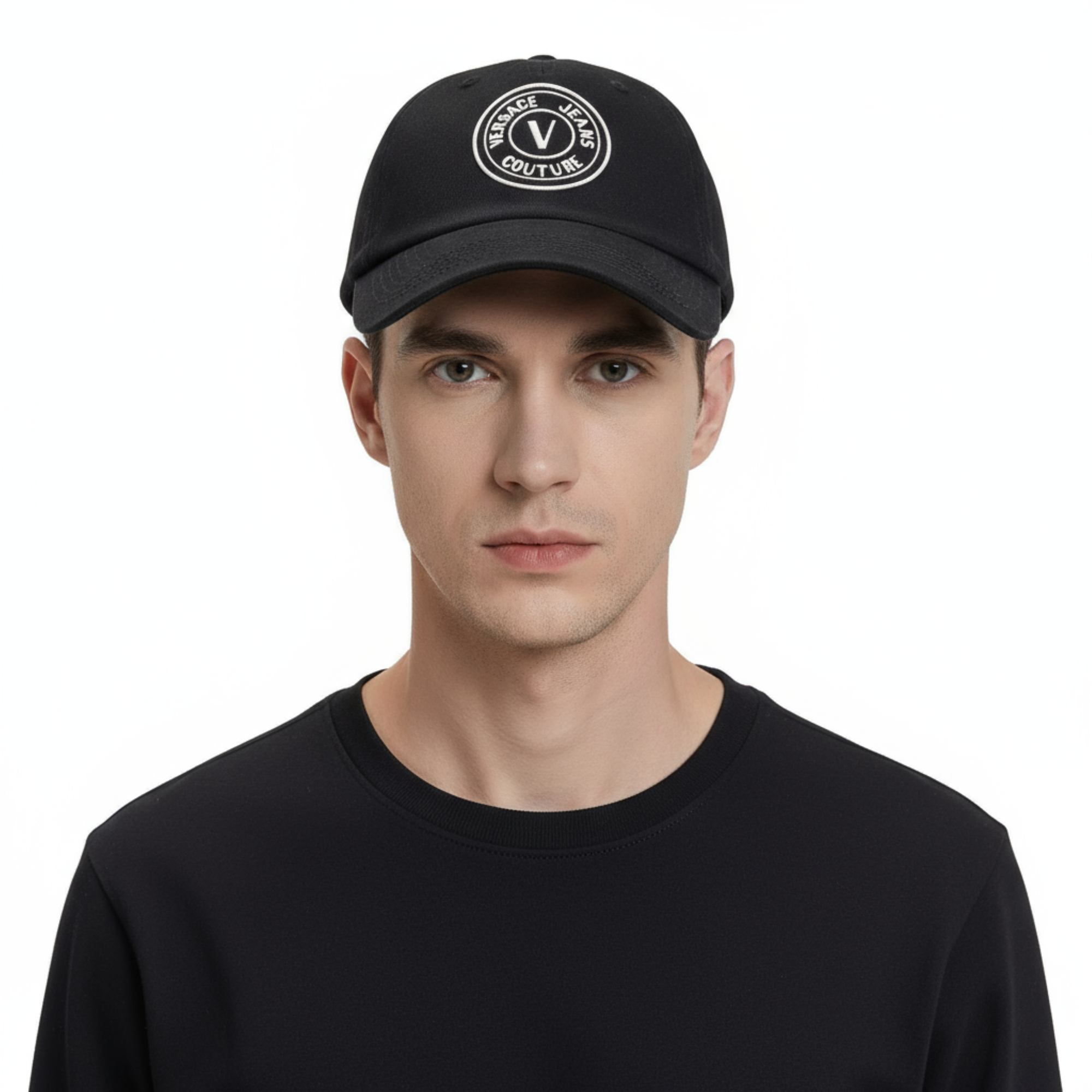 Versace Jeans Couture Black/White Toned Baroque Print Baseball Cap