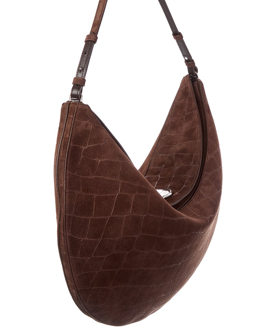 Jacquemus The Ovalo Croc-Embossed Suede Hobo Bag