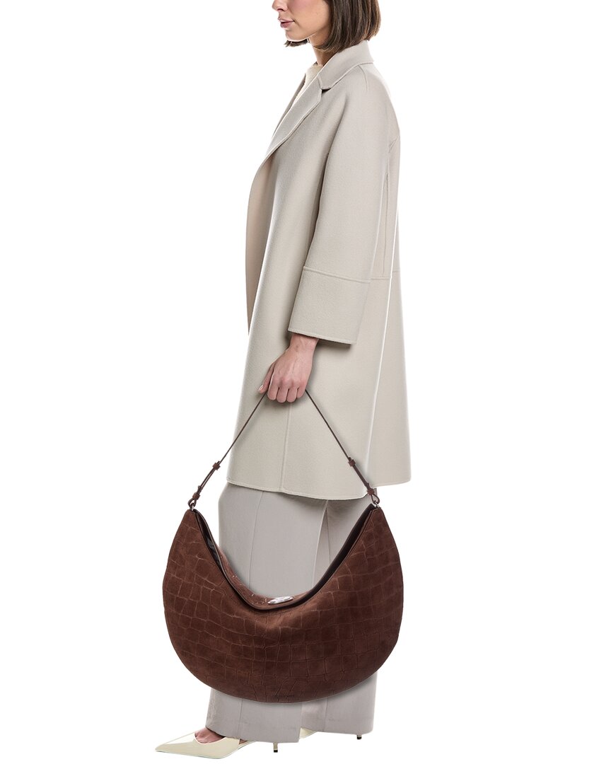 Jacquemus The Ovalo Croc-Embossed Suede Hobo Bag
