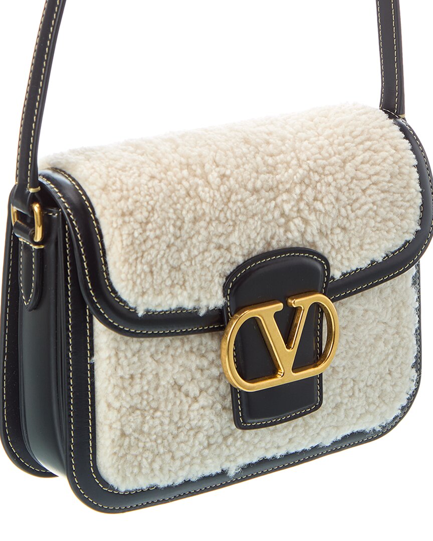 Valentino Vlogo Shearling & Leather Shoulder Bag