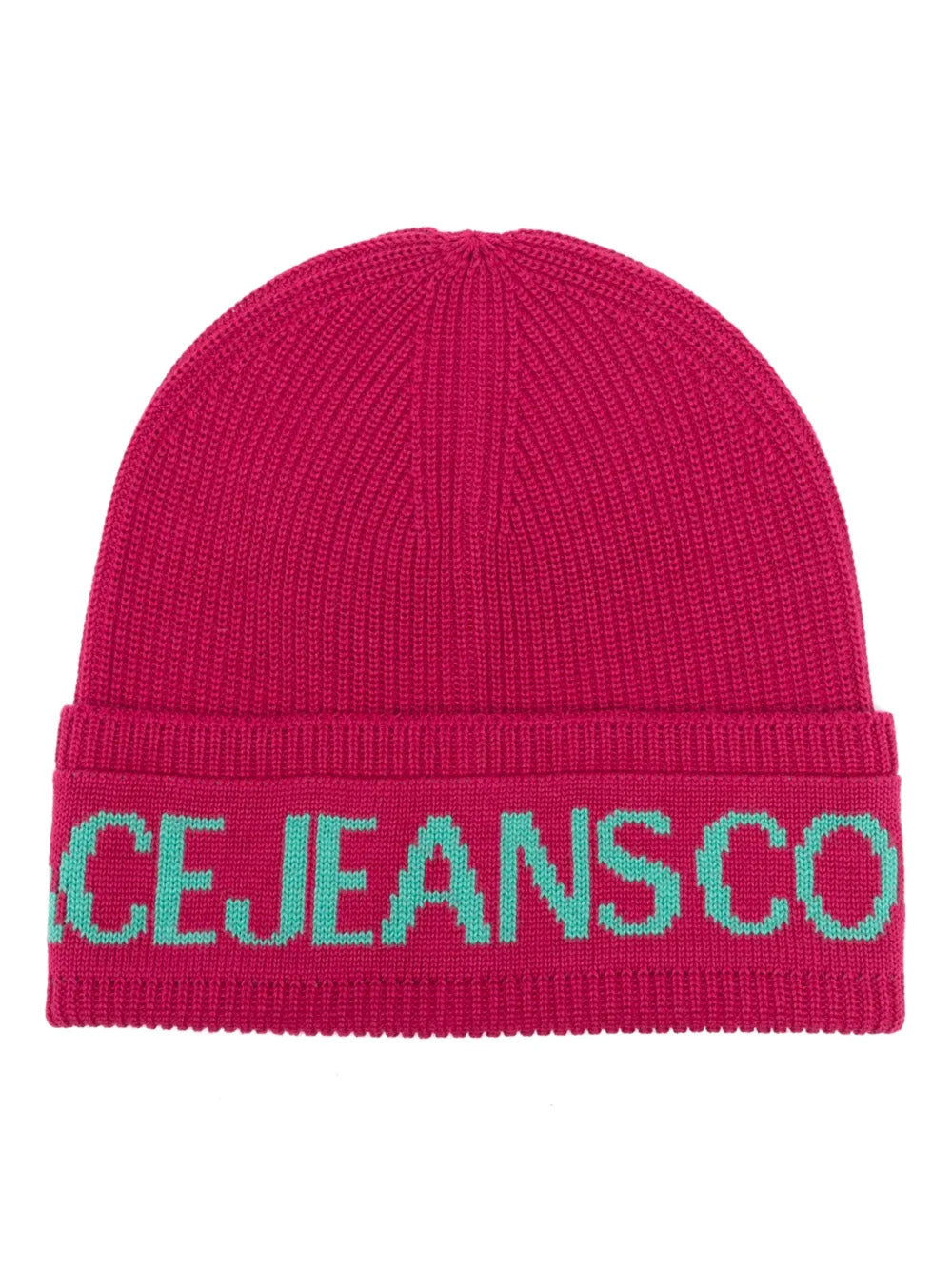 Versace Jeans Couture Raspberry/Mint Classic Knitted Signature Beanie
