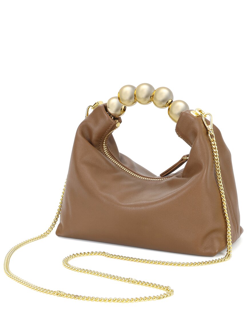 Tiffany & Fred Paris Smooth Metallic Leather Top Handle Crossbody