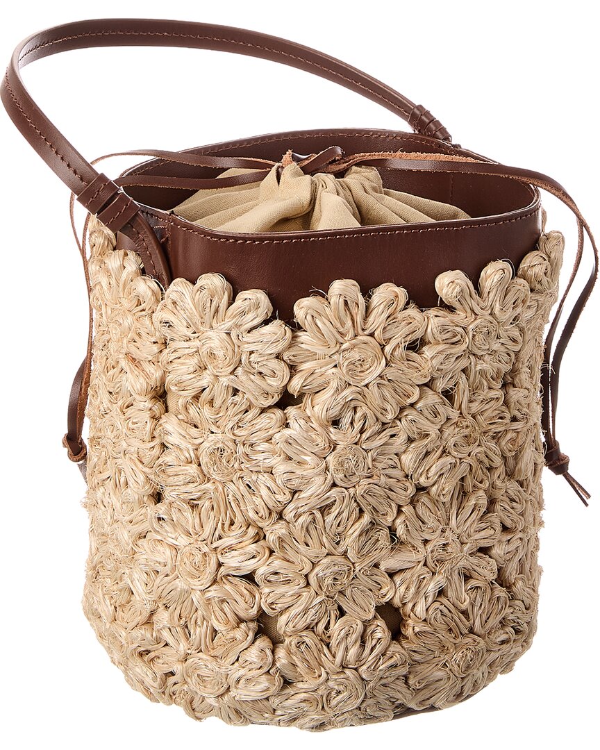 Poolside The Ravello Floral Straw Bucket Bag