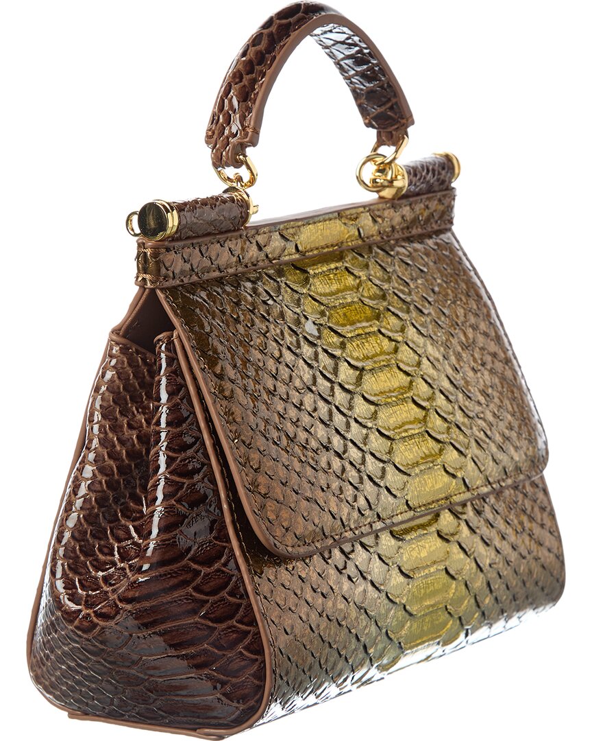 Tiffany & Fred Paris Python-Embossed Leather Satchel