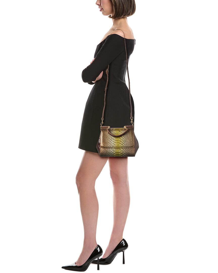 Tiffany & Fred Paris Python-Embossed Leather Satchel