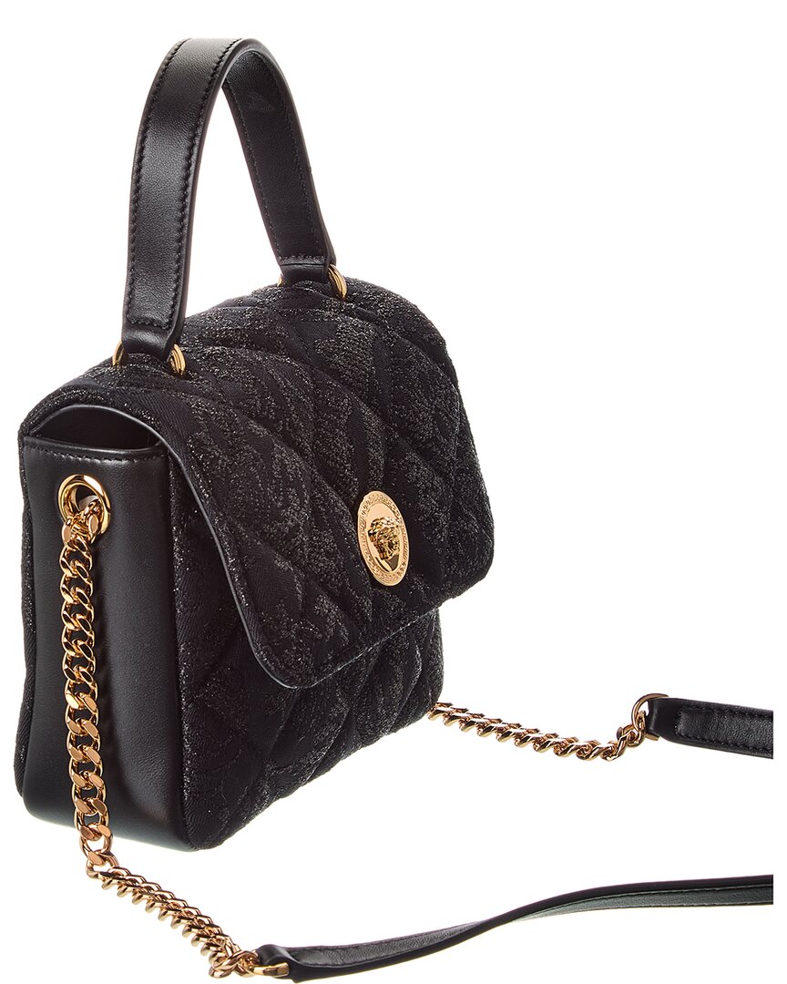 Versace La Medusa Quilted Canvas & Leather Shoulder Bag