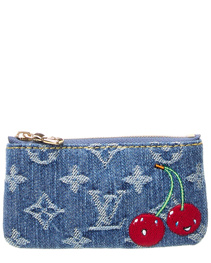 Louis Vuitton Blue Monogram Denim Lv X Tm Cerise Key Pouch (Authentic  )