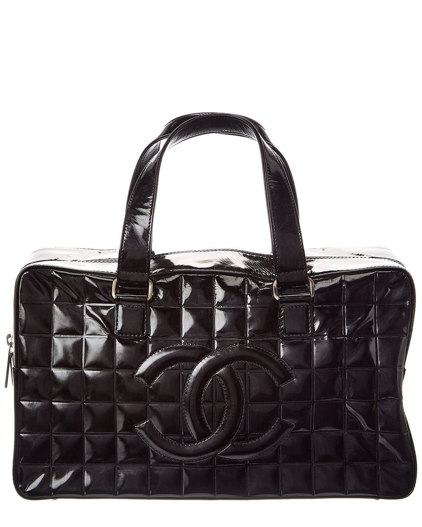 Chanel Black Quilted Patent Leather Chocolate Bar (Authentic  )