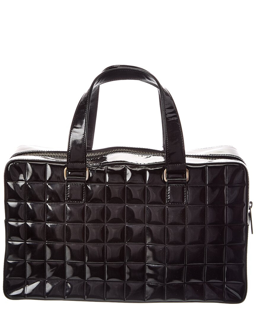 Chanel Black Quilted Patent Leather Chocolate Bar (Authentic  )