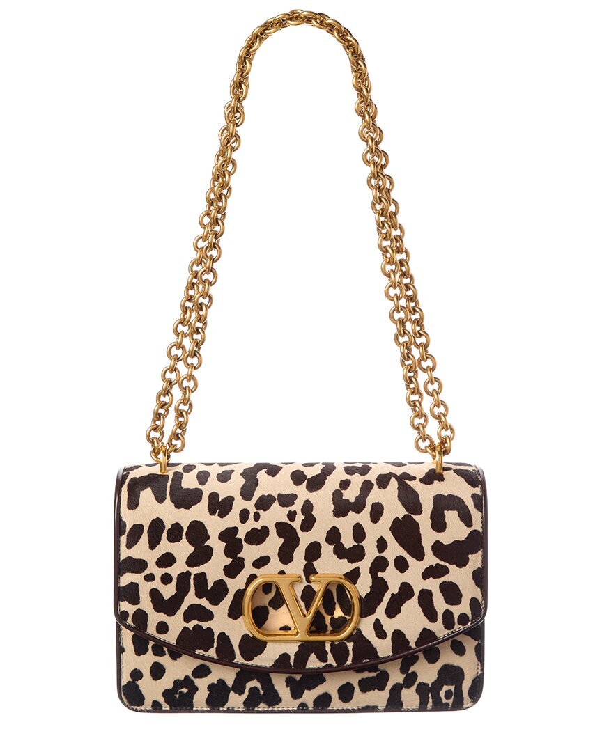 Valentino Vlogo Haircalf & Leather Shoulder Bag