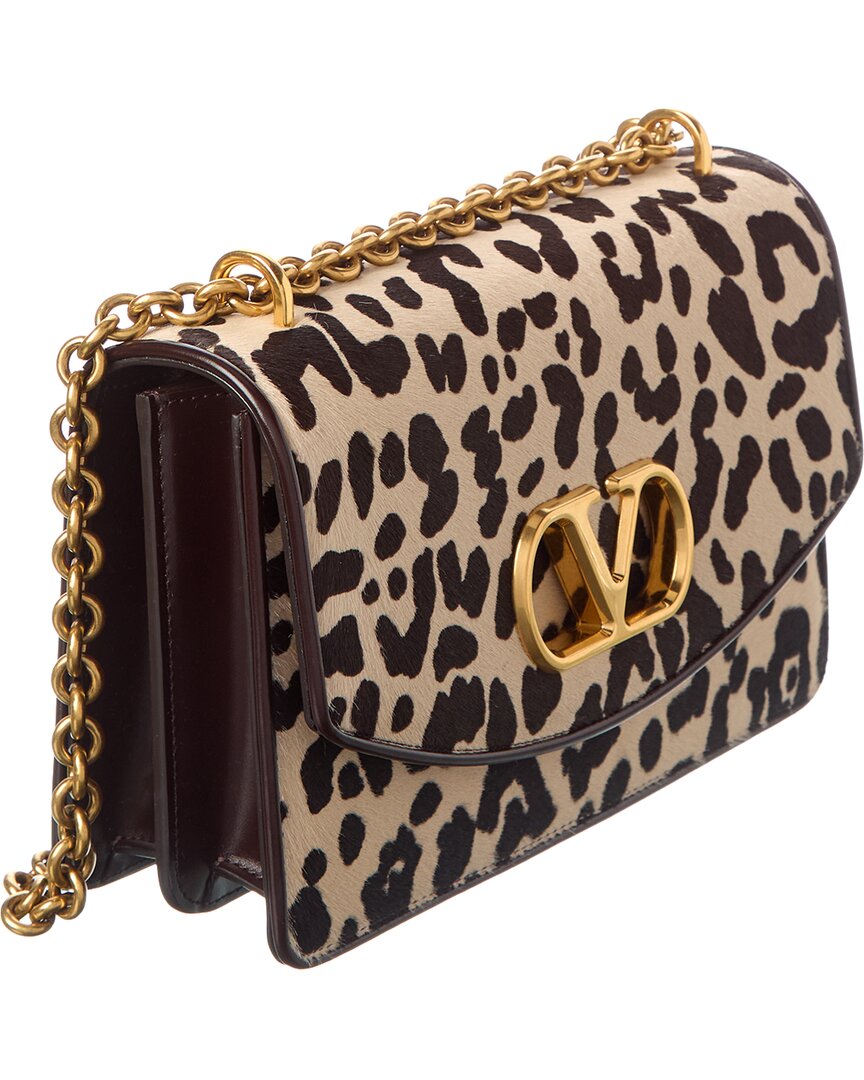 Valentino Vlogo Haircalf & Leather Shoulder Bag