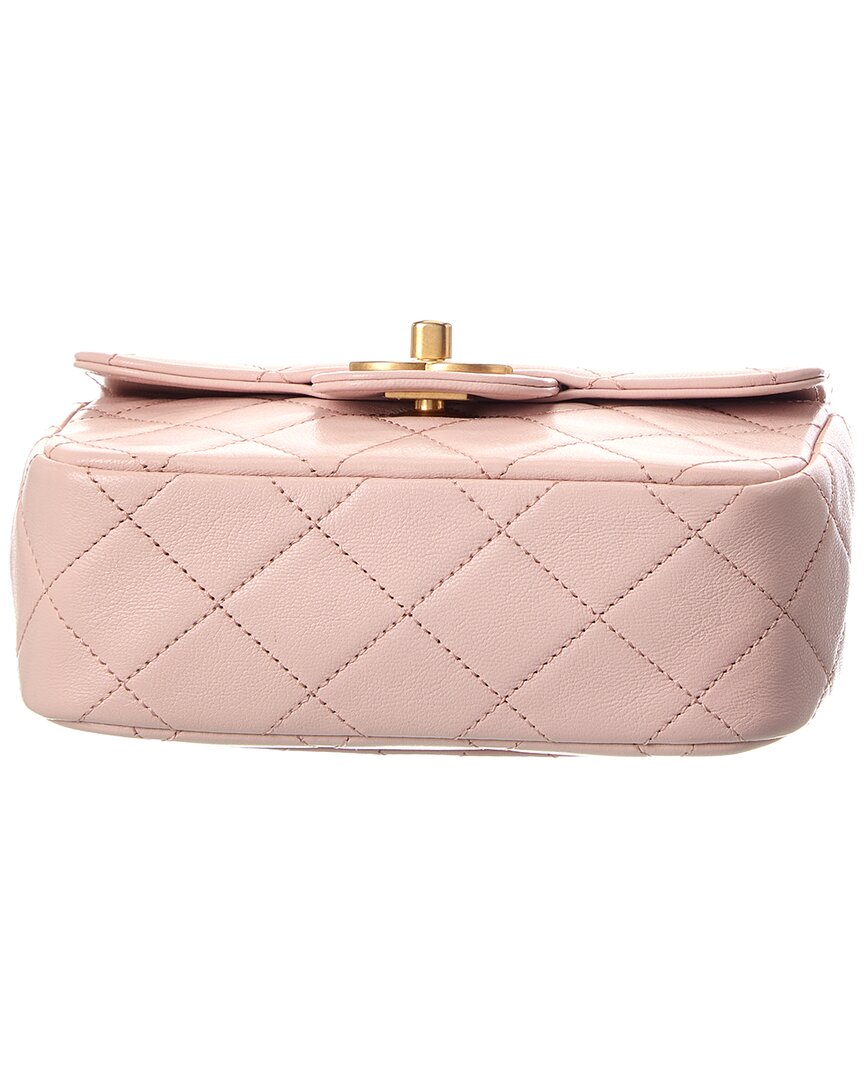 Chanel Pink Quilted Lambskin Leather Square Single Flap (Authentic  )