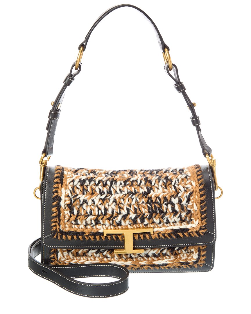Tod’S T Timeless Leather & Crochet Shoulder Bag