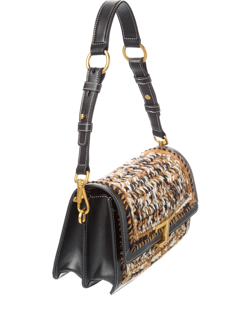 Tod’S T Timeless Leather & Crochet Shoulder Bag