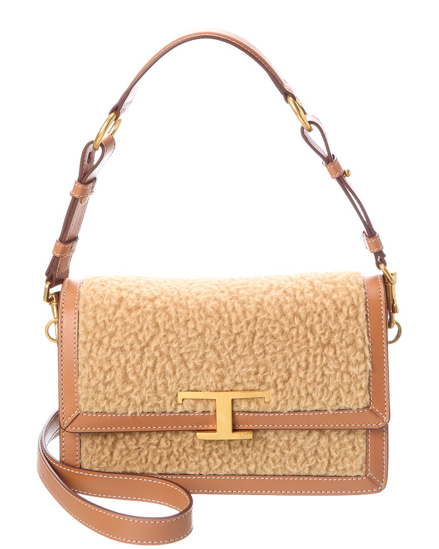 Tod’S T Timeless Leather & Wool Shoulder Bag