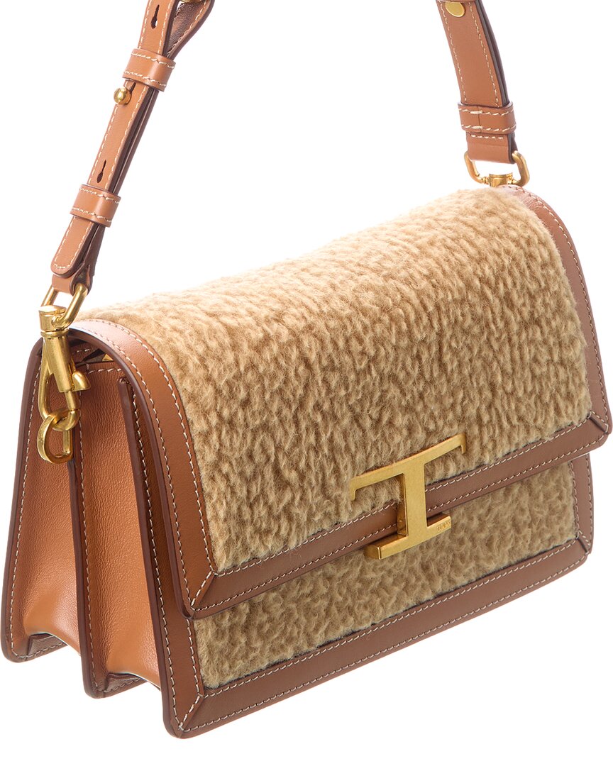 Tod’S T Timeless Leather & Wool Shoulder Bag