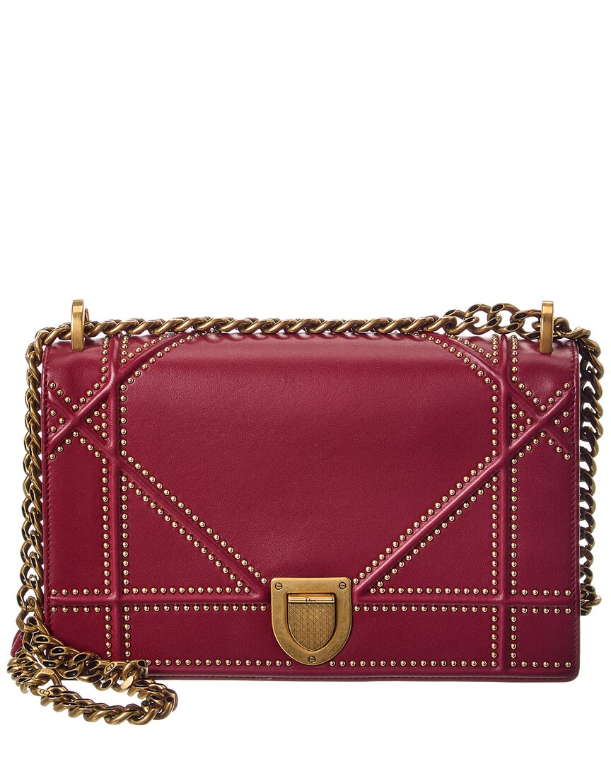 Dior Red Calfskin Leather Diorama Flap Ba (Authentic  )