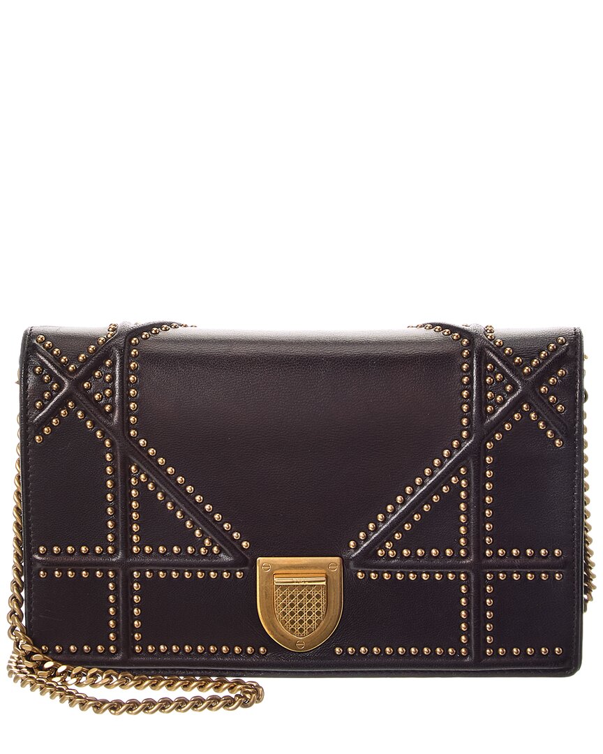 Dior Black Calfskin Leather Diorama Wallet On Chain (Authentic  )
