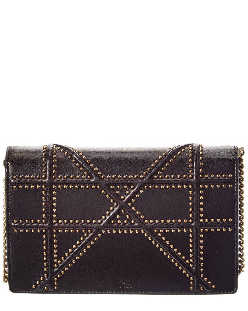 Dior Black Calfskin Leather Diorama Wallet On Chain (Authentic  )