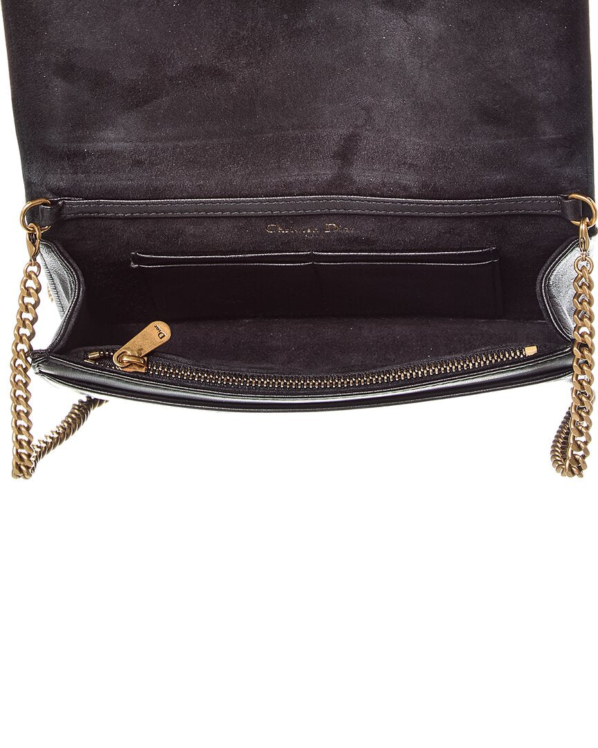 Dior Black Calfskin Leather Diorama Wallet On Chain (Authentic  )