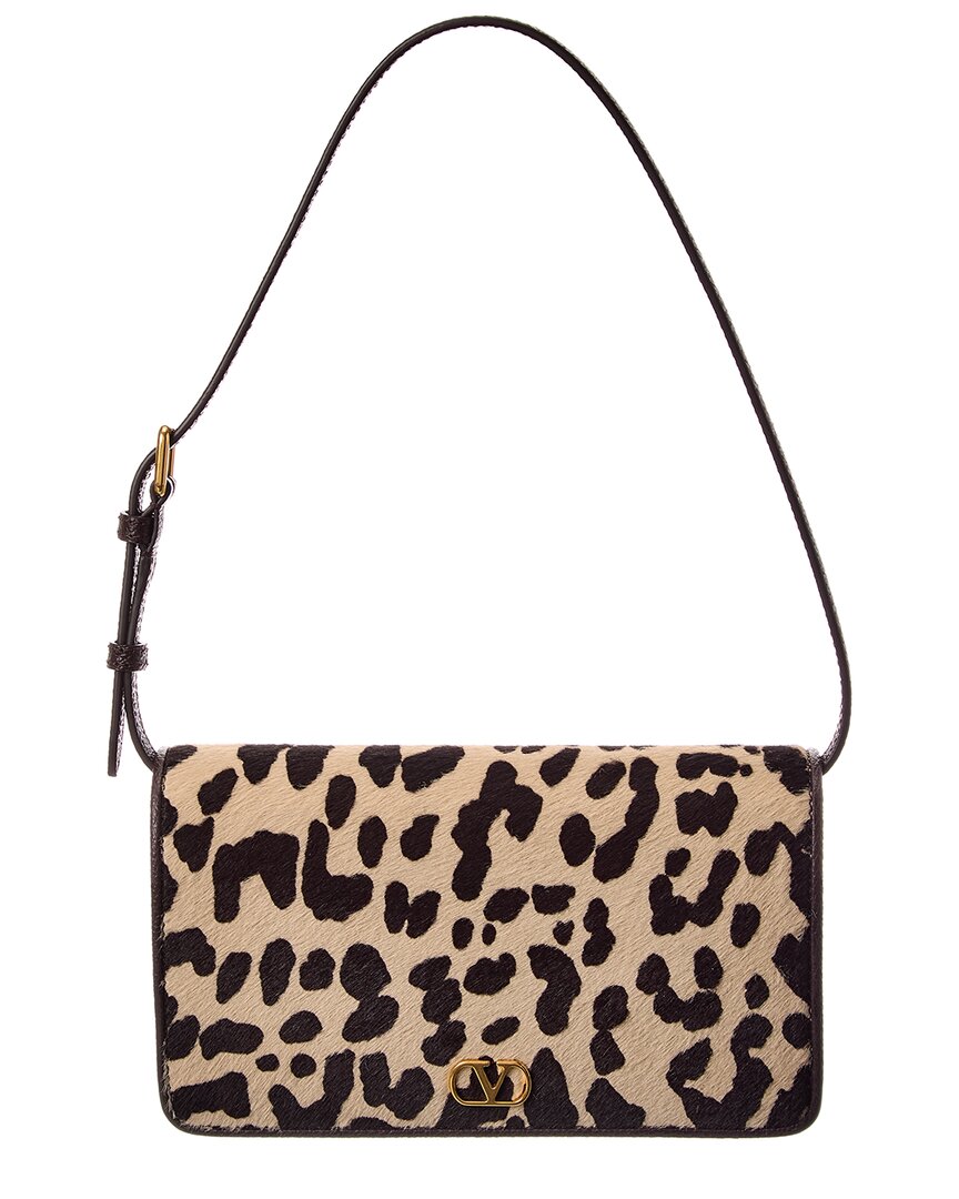 Valentino Vlogo Haircalf & Leather Shoulder Bag