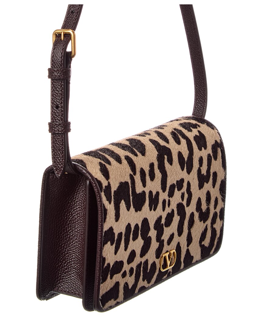 Valentino Vlogo Haircalf & Leather Shoulder Bag