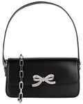 Self-Portrait Bow-Detail Leather Crossbody Black ONE SIZE