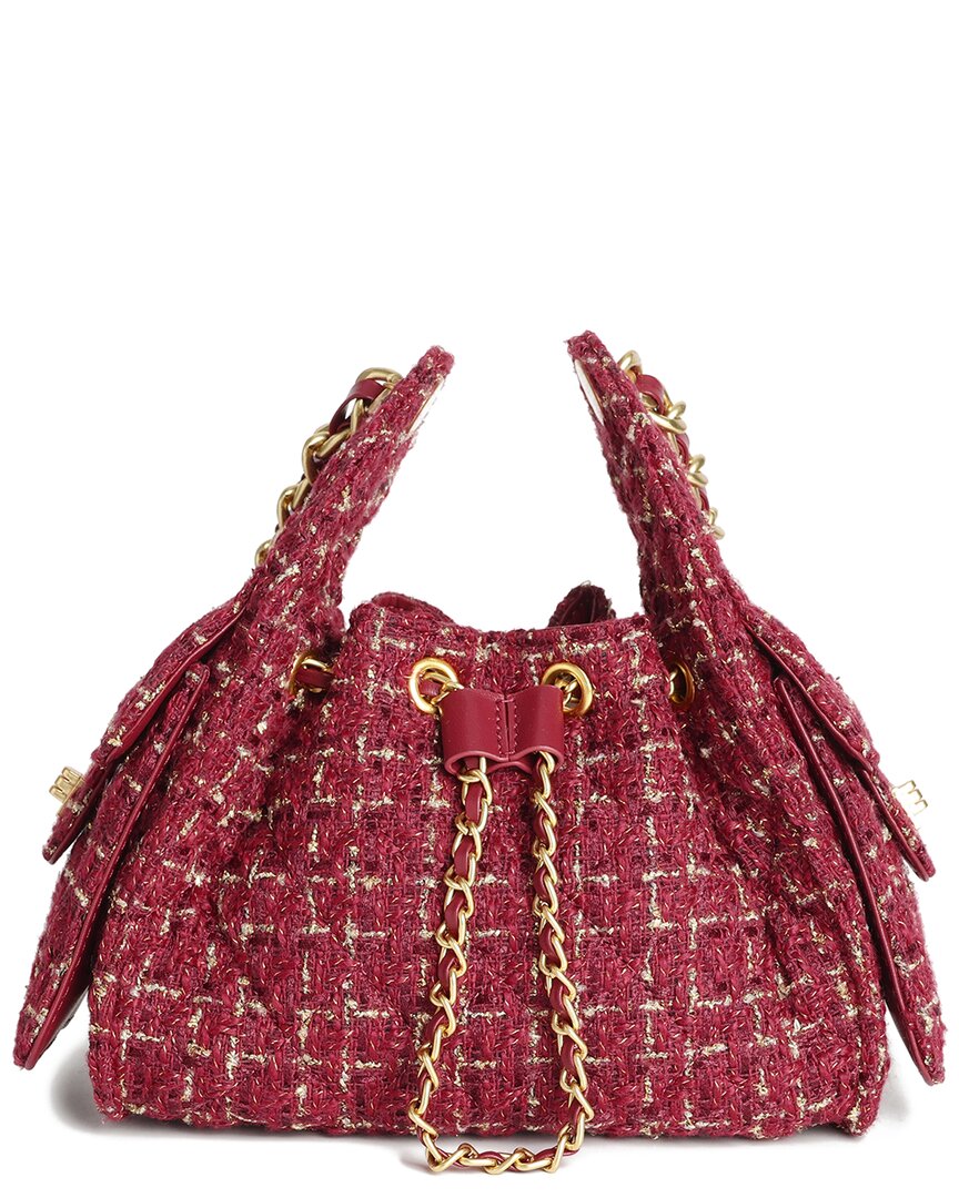 Tiffany & Fred Paris Tweed & Leather Shoulder Bag