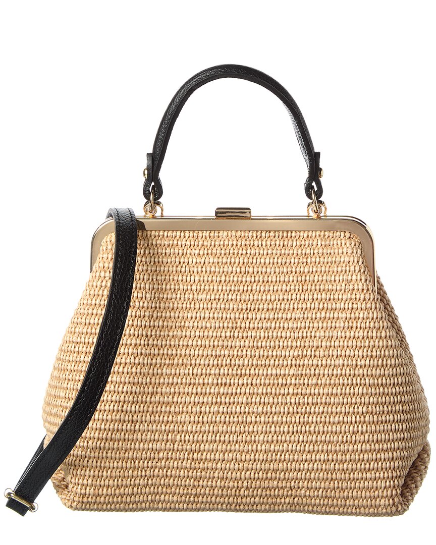 Persaman New York Isla Leather Straw Satchel