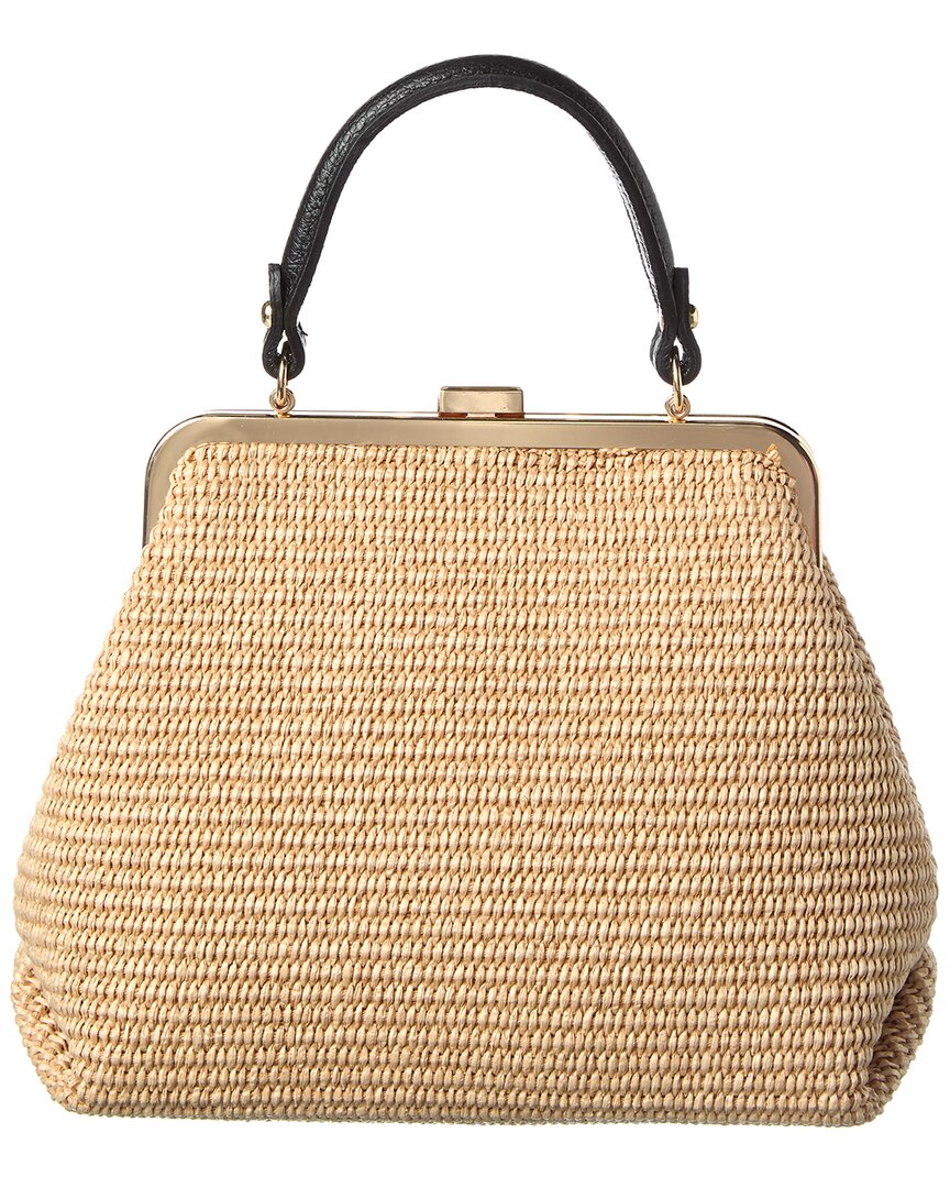 Persaman New York Isla Leather Straw Satchel