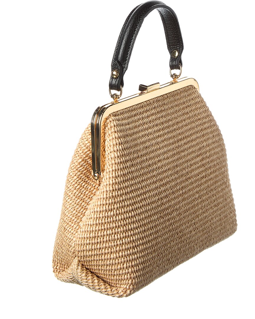 Persaman New York Isla Leather Straw Satchel