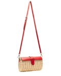 Frances Valentine Betsy Wicker & Leather Crossbody Clutch